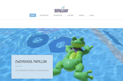 Screenshot of the Zwemschool Papillon enrolment system with lesson schedule and diploma progress